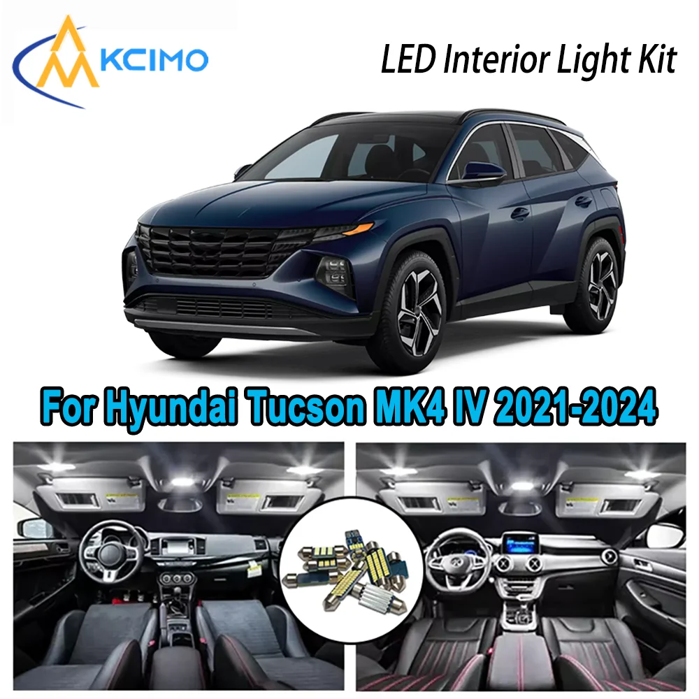 

Высококачественный светодиодный внутренний комплект для Hyundai Tucson MK4 IV 2021-2024 2022 2023, автомобильные лампы премиум-класса без ошибок купола на багажник с картой