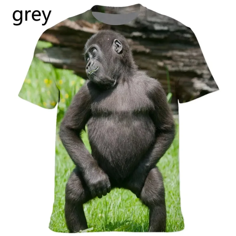 Fashion Casual Men Clothing Animal Orangutan/monkey 3D Print T-shirt Personalized Funny Harajuku Street Round Neck Short Sleeve