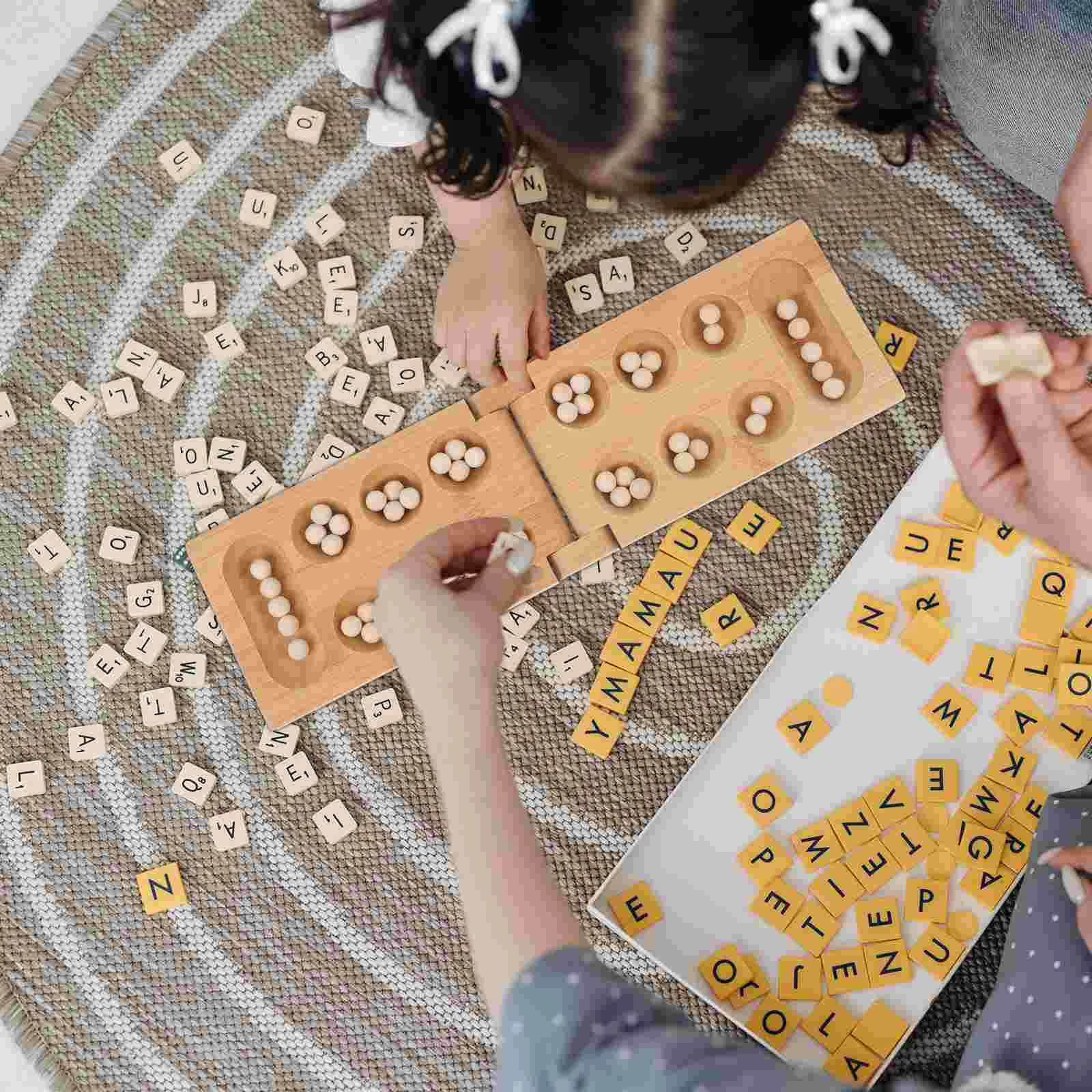 

1Pc Mancala Puzzle Game African Chess Strategy Game for Children (Khaki) Mancala Board Game Folding Mancala Board