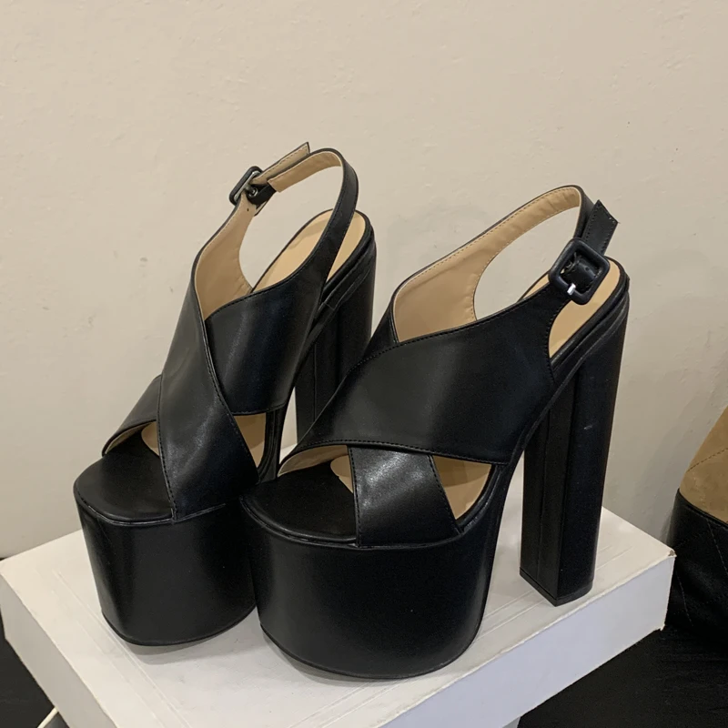 

Eilyken 2026 New Summer Chunky Platform Open Toe Sandals Women Fashion Square Heels Buckle Strap Gladiator Shoes