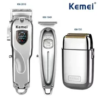 Kemei Hair Clipper KM-TX1 KM-2010 KM-1949 Professional Metal Body Electric Trimmers Rechargeable Men's Shaver Gold and Sliver