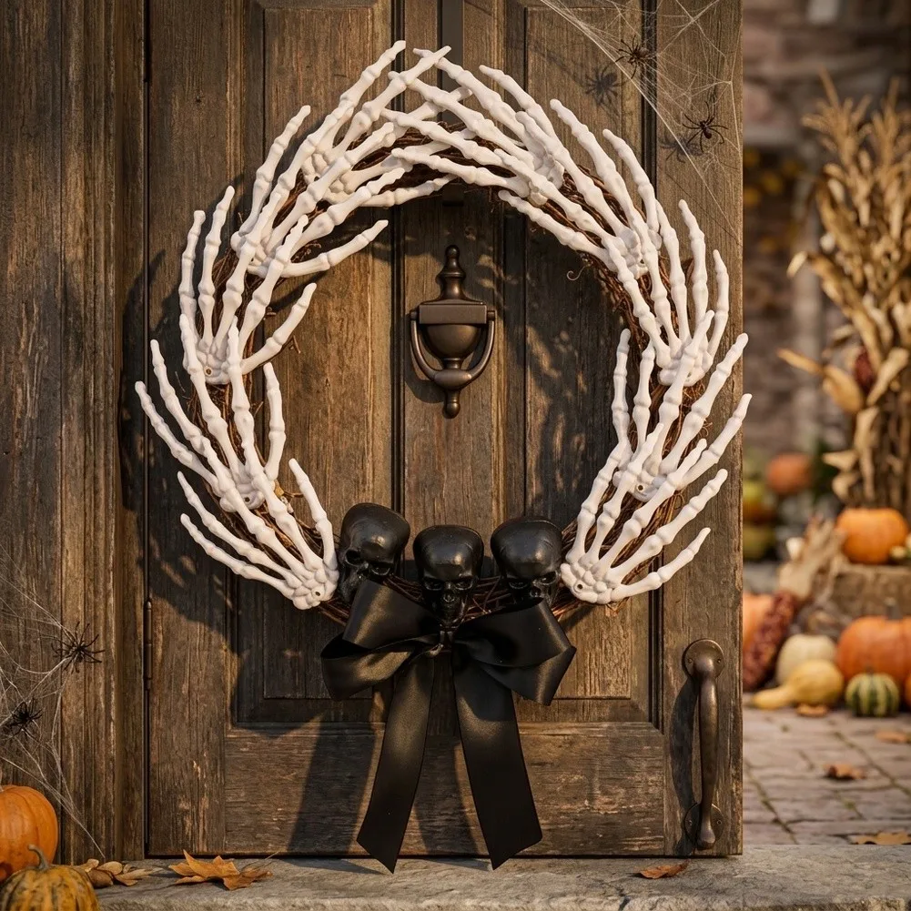 Black Bow Wreath with Textured Branch Layers for Door Wall and Window Use Supporting Halloween Autumn Winter and Everyday Themes