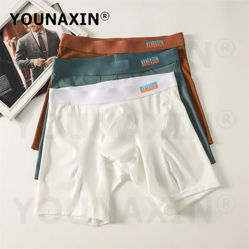 5 Pieces Men's Extended Leg Boxers Mid Waist Long Length Underwear Comfortable Trunks Gym Shorts M L XL 2XL