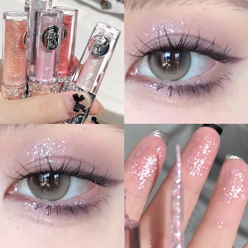 2024 5 Farben Glitter flüssigen Lidschatten wasserdicht Perl glanz glänzend Lidschatten Text marker Pailletten liegend Seidenraupe Make-up Kosmetik