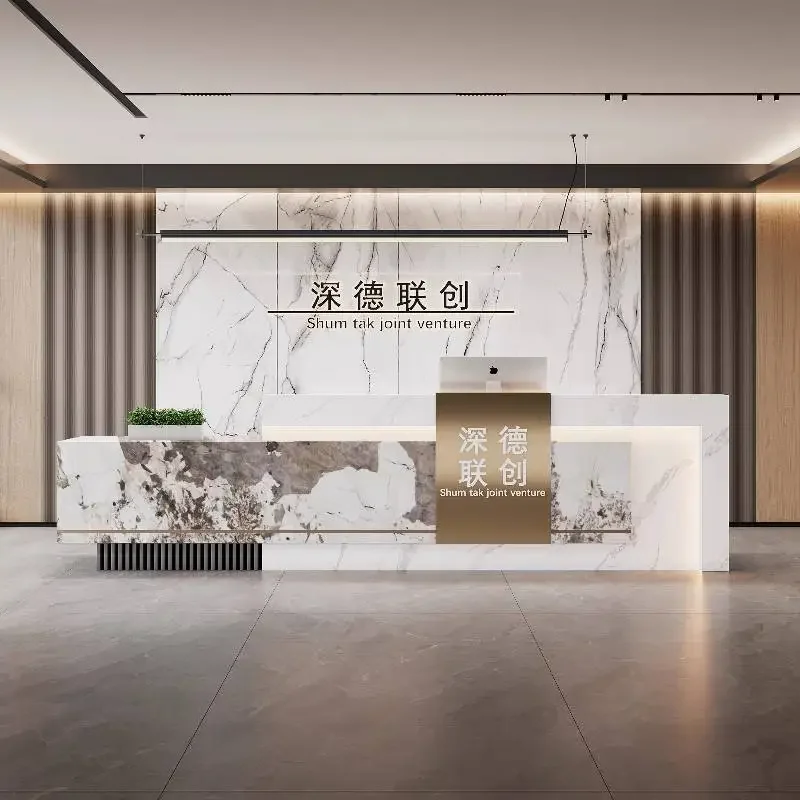 

Brown Boutique Reception Desks Counter Modern Weight Business Reception Desk Clothing Wood Bancone Per Negozio Office Furniture