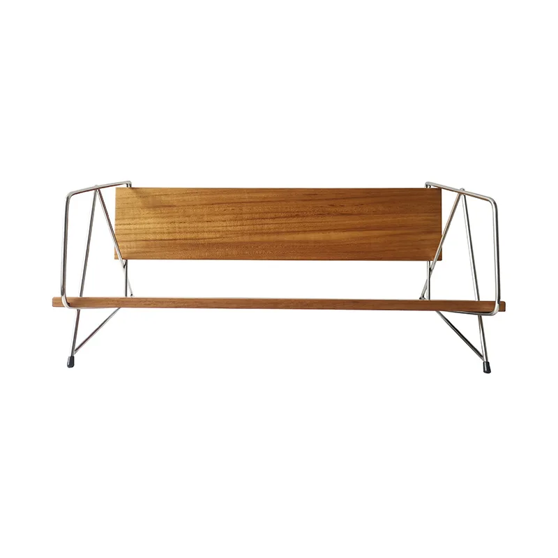 Hong Kong Style Teak Magazine Display Stand 304 Stainless Steel Household Book Storage Shelf