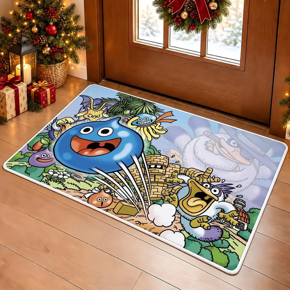 Cute Game D-Dragon Quest Heroes Slime Floor Mat Soft Non Slip Flannel Door Mat for Bathroom Kitchen Bedroom Home Decor