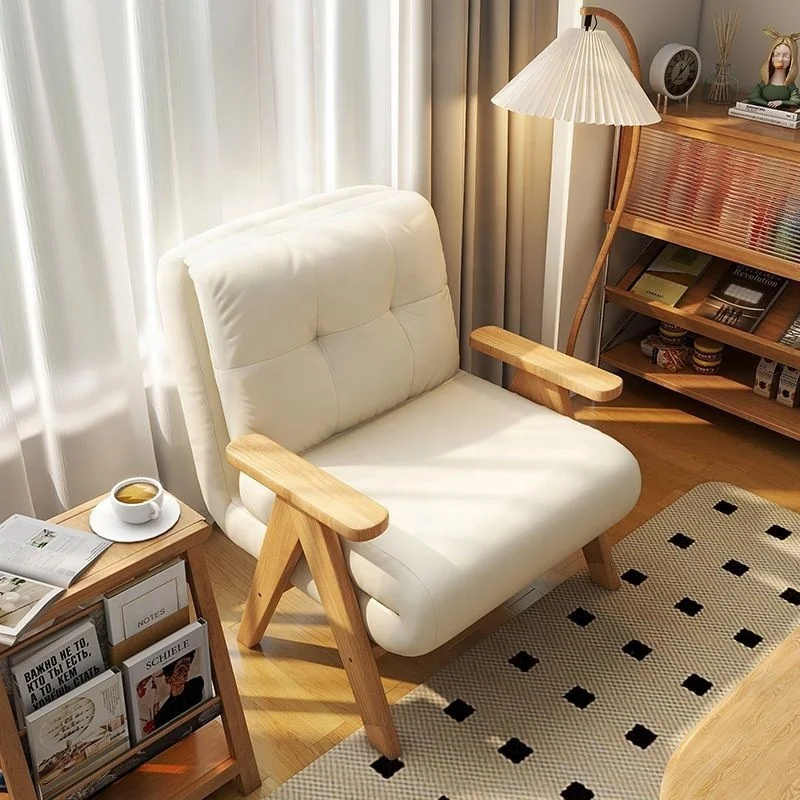 Nordic Solid Wood Sofa Chair Folding Dual Purpose Small Sofa Bed Sheet People Living Room Balcony