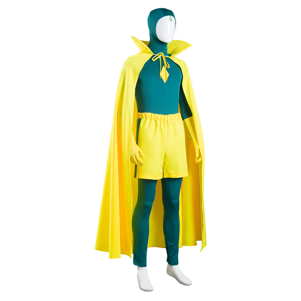 Wanda Vision Vision Cosplay Fantasia Costume Disguise for Adult Men Jumpsuit Cloak Role Play Outfits Halloween Carnival Clothes
