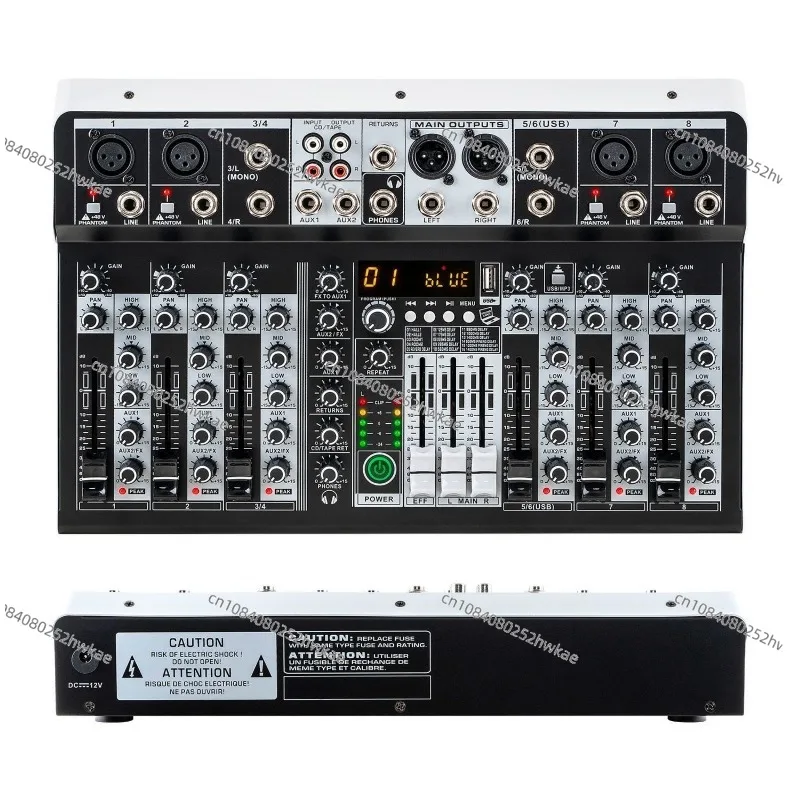 

12V DC Power Supply Mixer Outdoor Performer Home KTY Professional 16 Digital Reverb Bluetooth USB Small