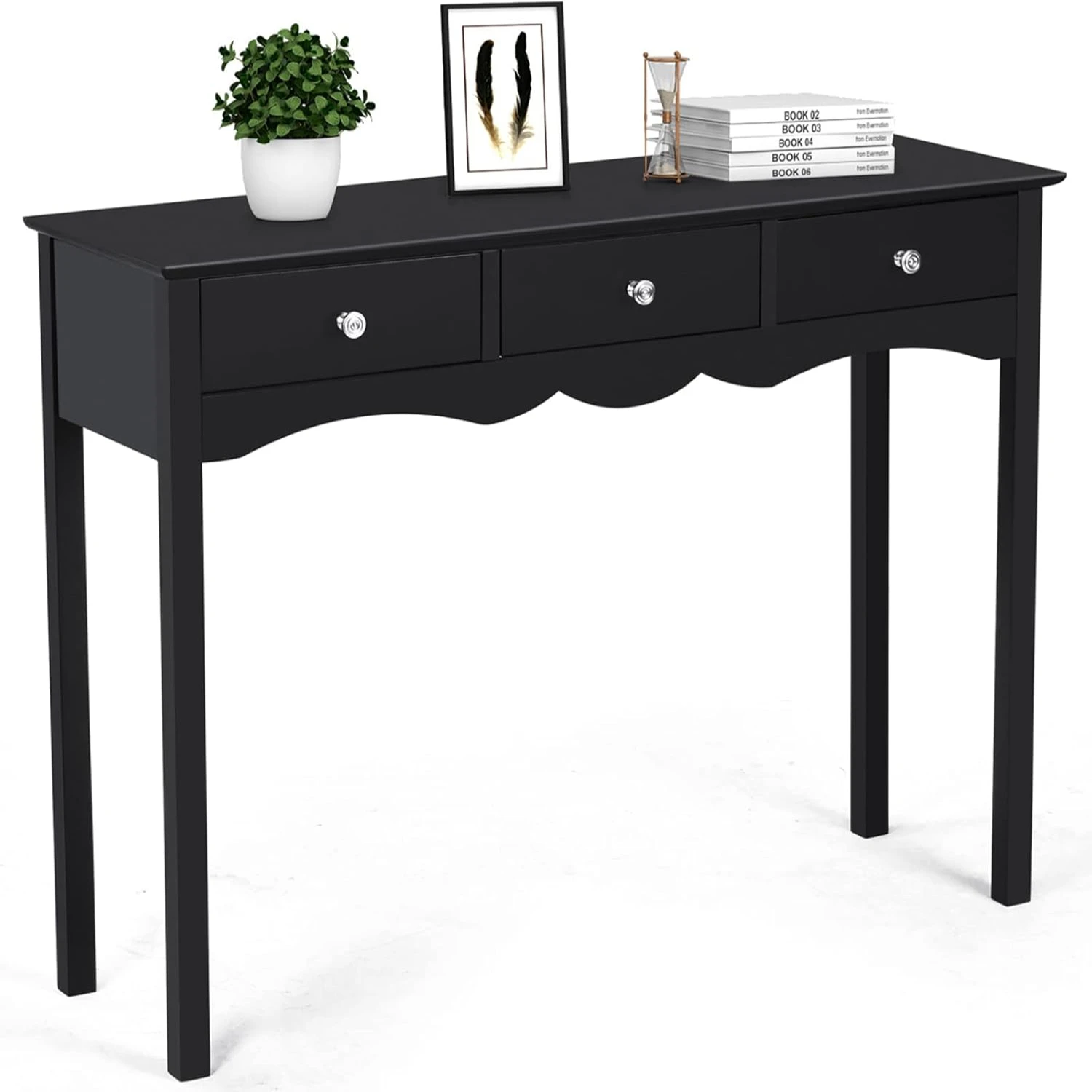 

Console with 3 Drawers, Wood Sofa Couch with , Hall Entryway , Desk Room, Bedroom (Black) Nordic chair living room Cup