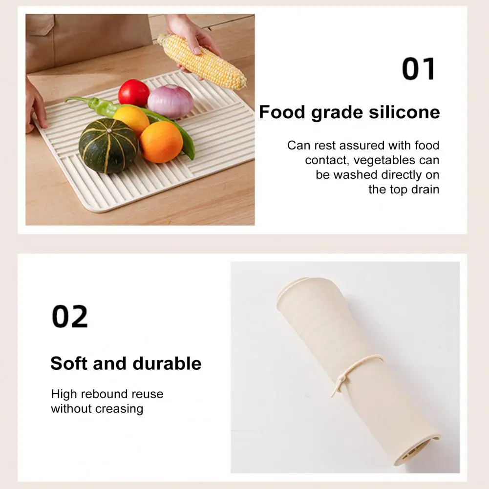 Water Spill Prevention Mat Silicone Drain Mat Non-slip Drying Pad for Kitchen Tableware Anti-scald Coaster Quick for Home