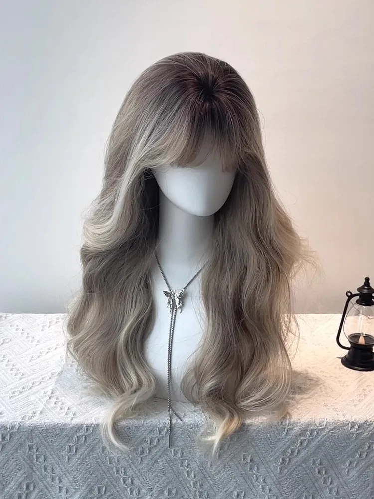 Vrouwen Party Dailly Hittebestendige Pruik Elegante Ombre Hoogtepunt Honingblonde Pruiken Lange Golf Lolita Pruik Met Pony