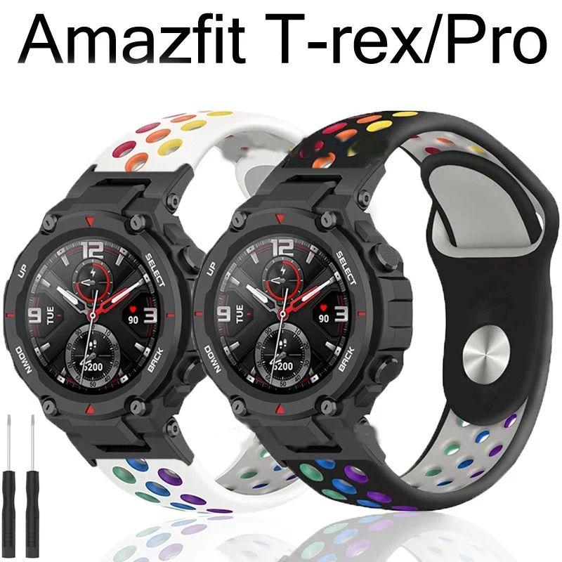 

Дышащий силиконовый ремешок для Huami Amazfit T-REX 2, умный ремешок для часов, женский и мужской браслет для Xiaomi Amazfit T-Rex/T-Rex Pro Correa