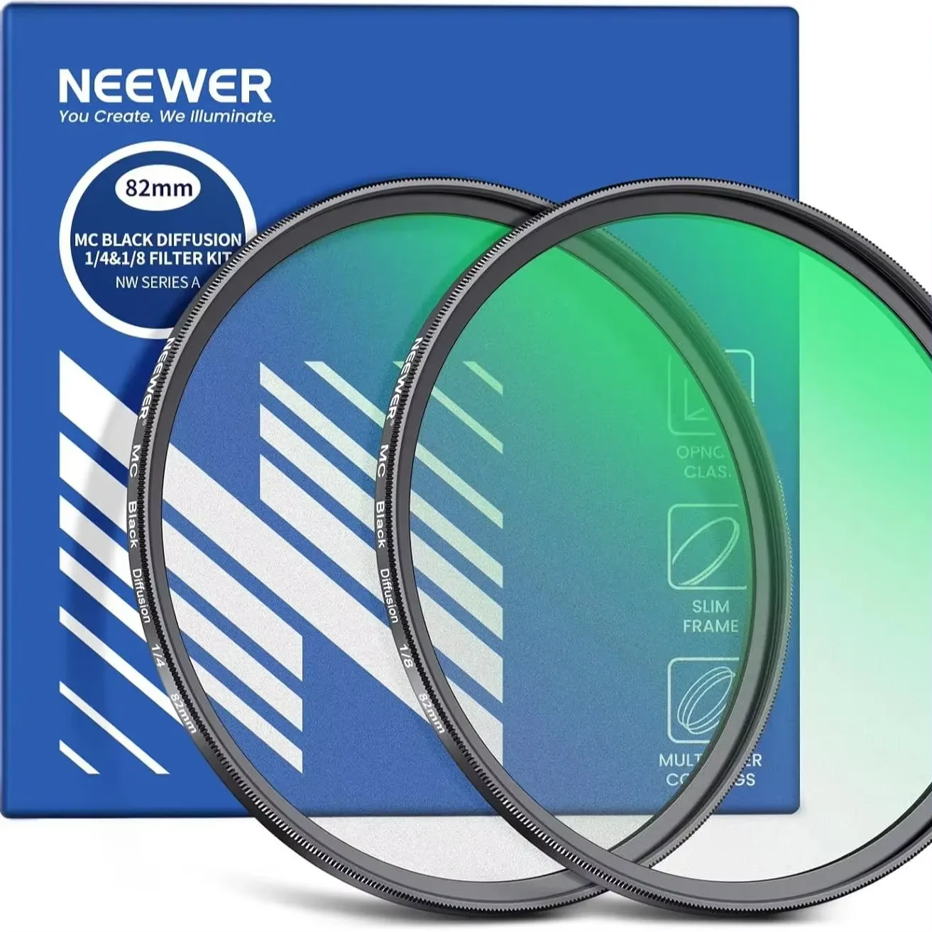 

NEEWER 1/4 & 1/8 Black Diffusion Camera Lens Filter 2 Pack Black Pro Mist Cinematic Filter for Dreamy Misty Portrait Photography