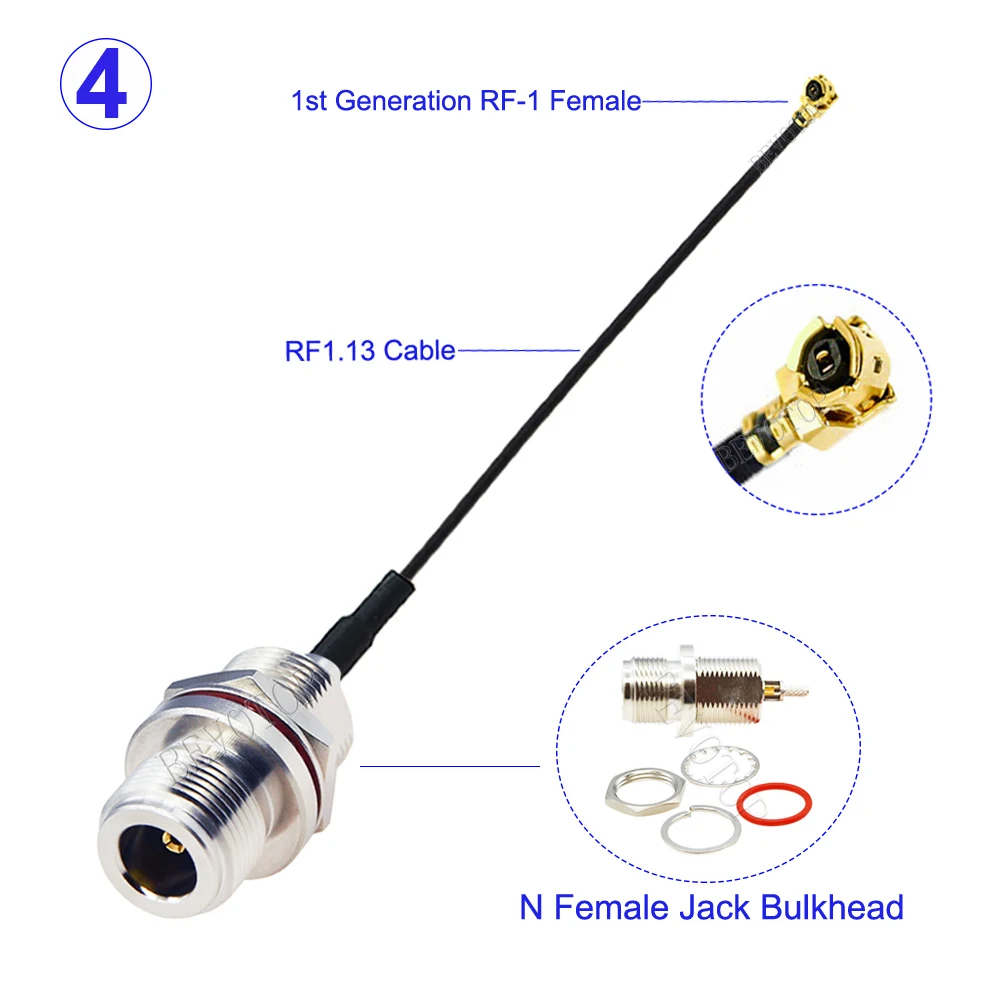 1Pcs RF113 OD=1.13 U.FL IPX-1 Female to N Male/N Female Connector Pigtail Jumper RF1.13 Cable N to IPX Adapter Extend Cable