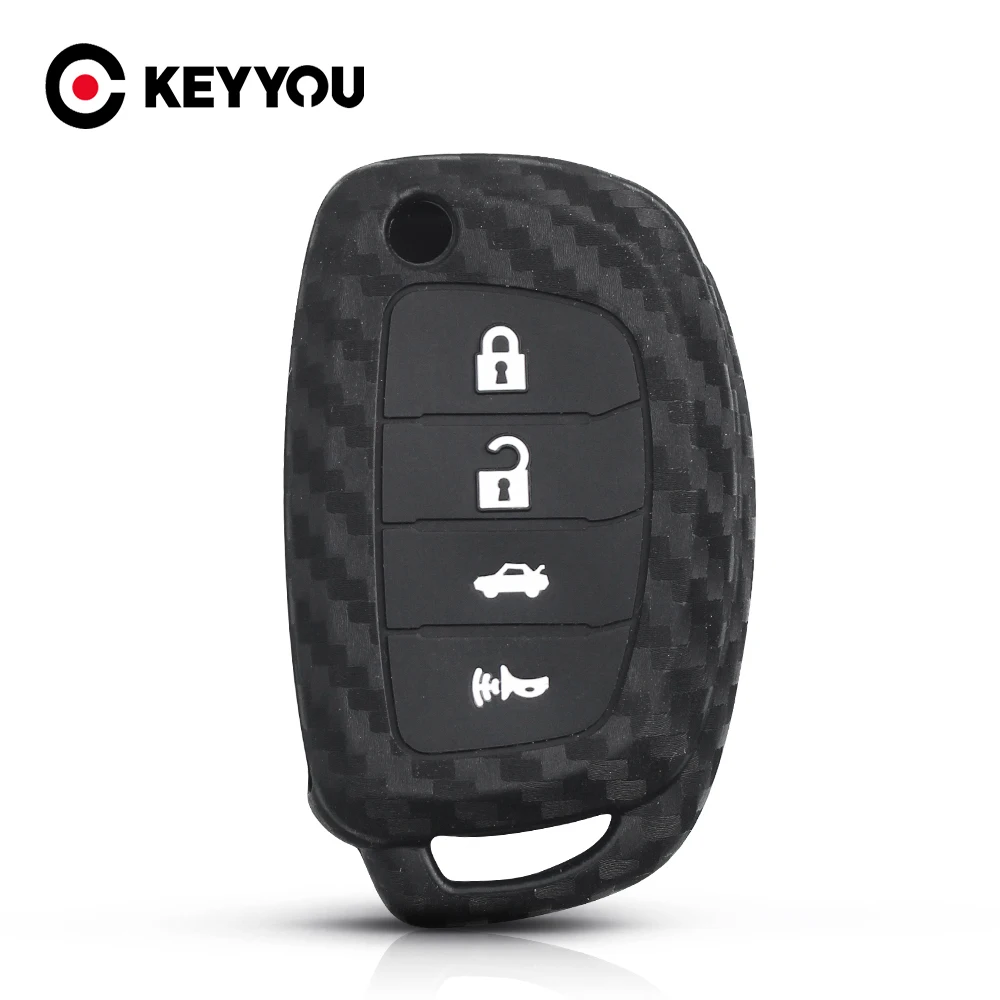 KEYYOU Carbon Fiber Car Case Remote Key Shell Fob Cover For Hyundai i20 i30 i40 i25 ix35 Creta Tucson Santa fe Elantra Sonata