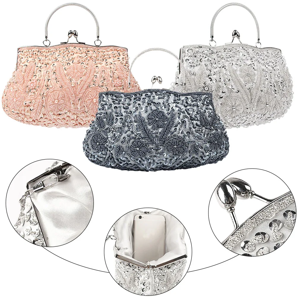 

Clutch Bags With Exquisite Beads Embroidered Patterns Retro Elegant Handbag Wedding Party Shopping Gifts Portable Mini Wallets