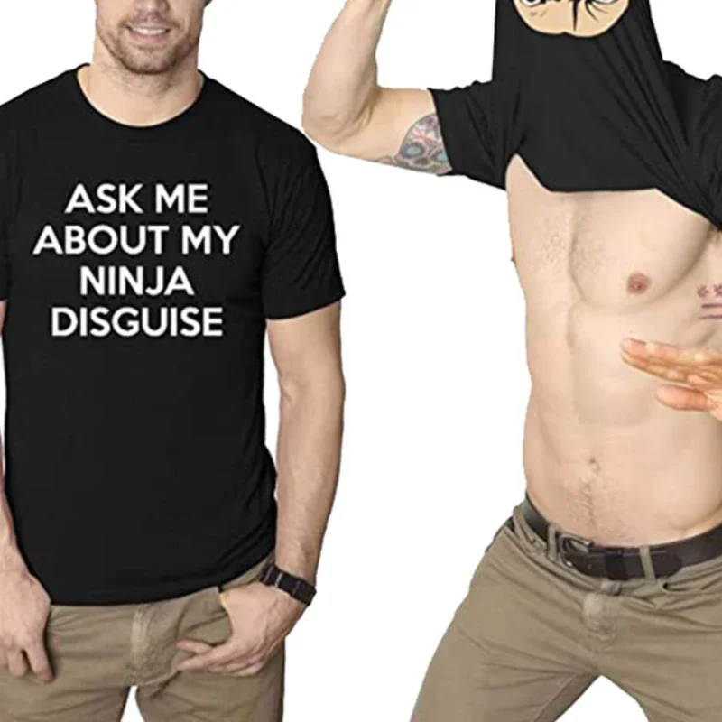 XS-4XL Mens Ask Me about My Ninja Disguise Flip T Shirt Funny Costume Graphic New Men\'s Cotton T-Shirt Humor Gift Women Top Tee