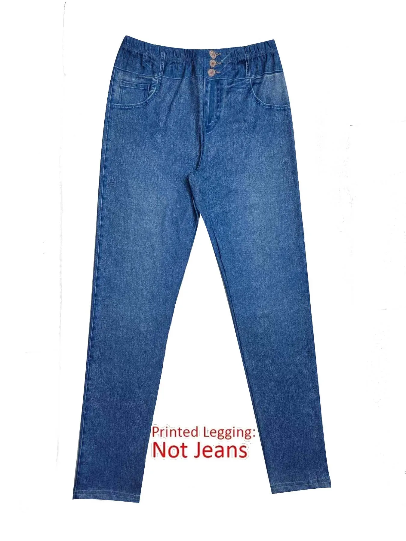 【Non-Denim】Women's Faux Denim Print Leggings, Sports Casual Skinny Pants, Thin Soft Skin-Friendly Yoga Pants, All-Season Long Pa view 5