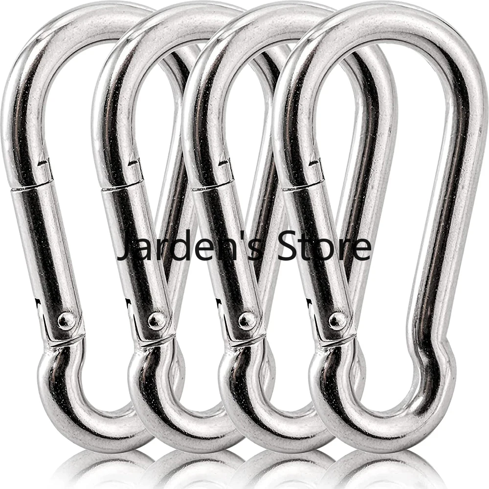 

3 Inch Stainless Steel Spring Snap Hook Carabiner, 316 Stainless Steel Clips, Small Carabiner Set of 4 Quick Link Snap Key Lock