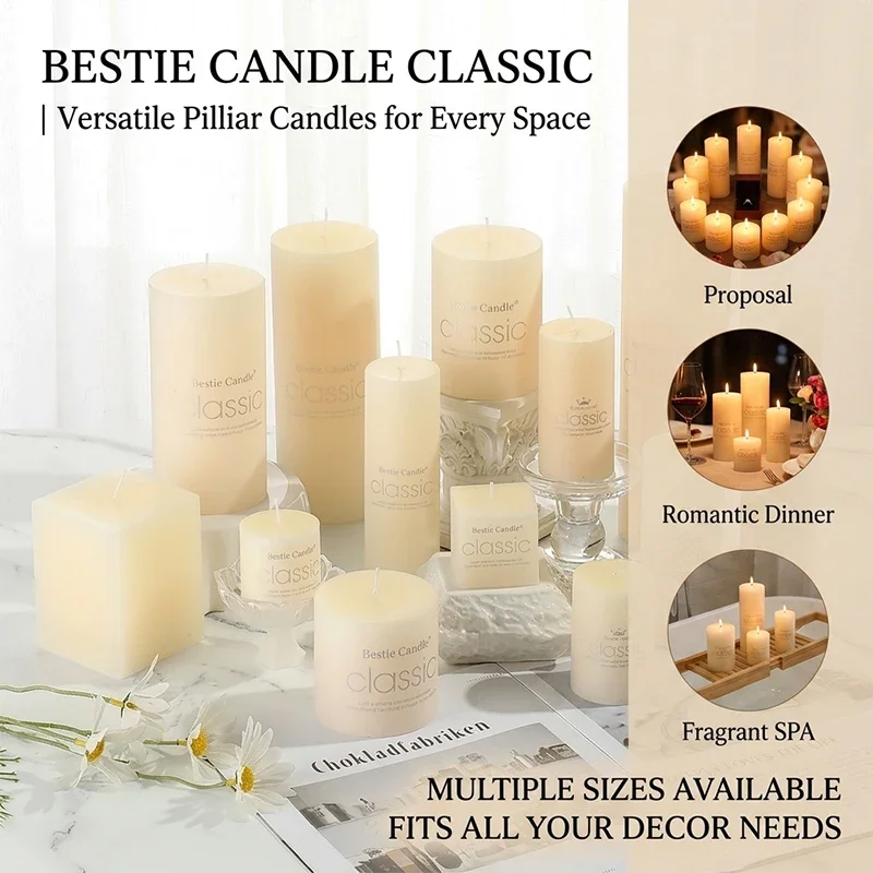 Classic European Ivory White Large Cylinder Candle Smokeless Tasteless Romantic Wedding Hotel Decoration Candle Holiday Supplies
