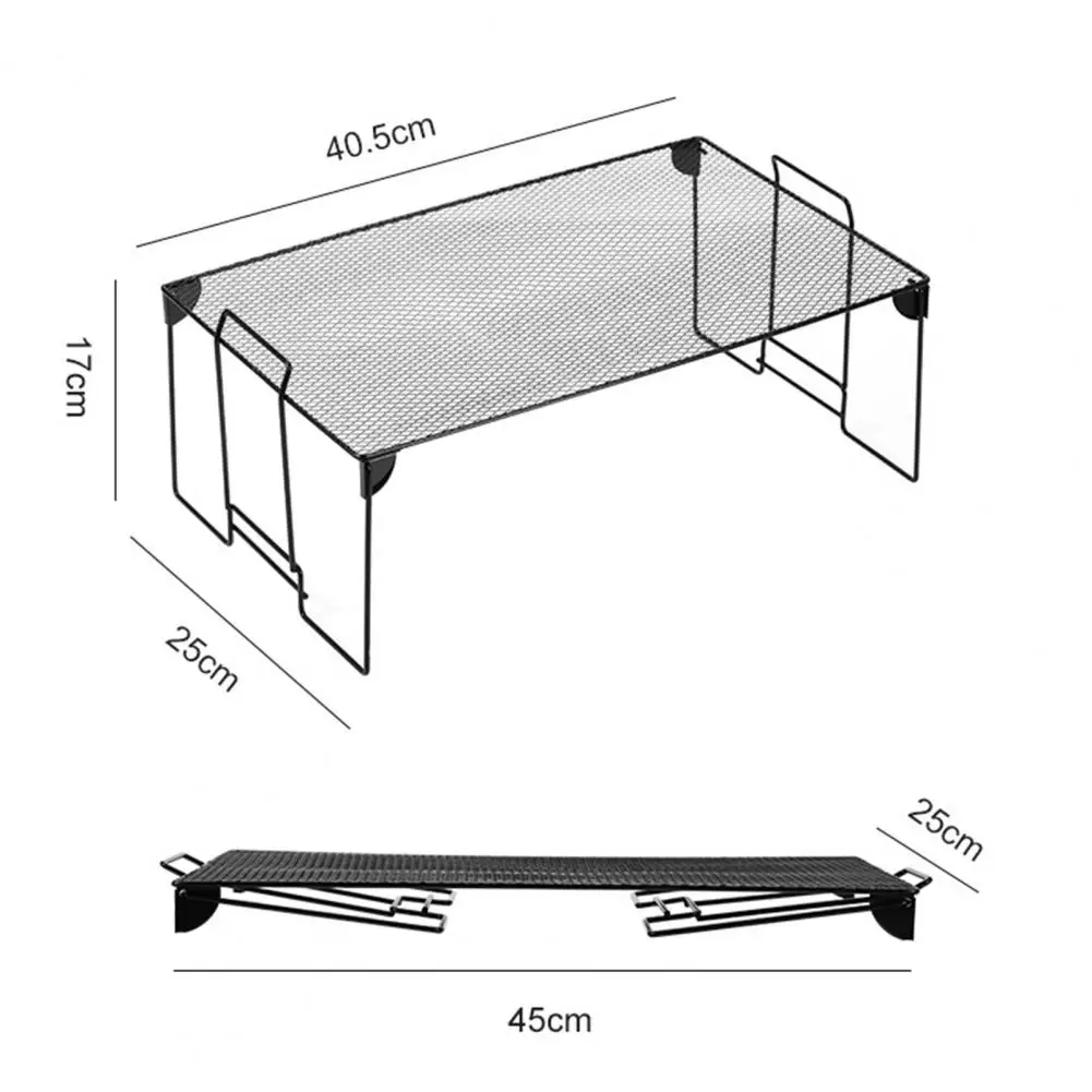 Counter Shelf Foldable Strong Bearing Space Saving Stable Non-slip Handle Iron Fine Mesh Counter Organizer Kitchen Supplies