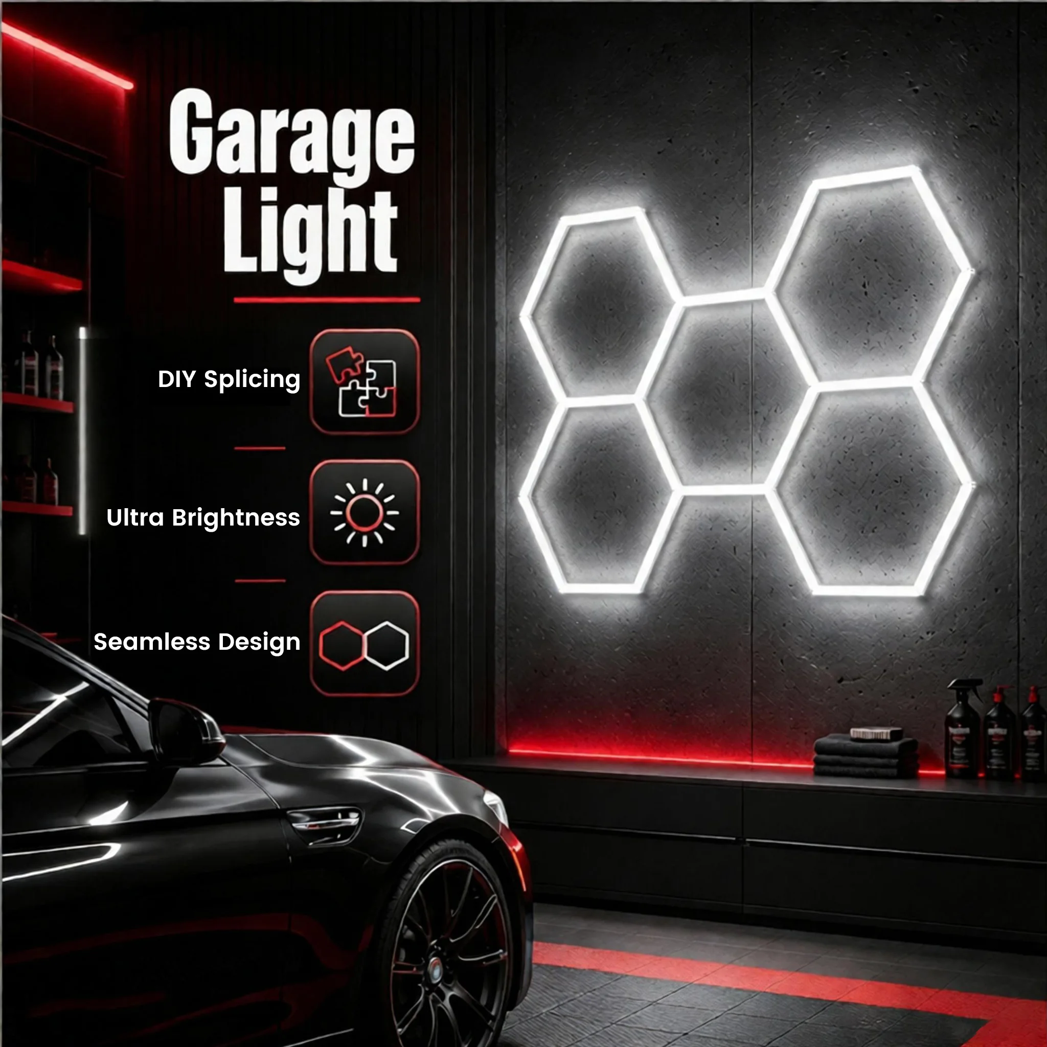 Auto Repair Shop Layout - Светодиодный гексагональный светильник для гаража, освещение