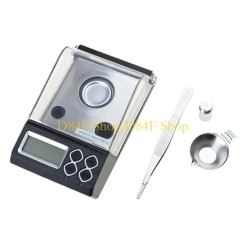 D84F 30g / 0.001g Lab Carat Digital Weigh Scale with Calibration Weights Tweezers Pan
