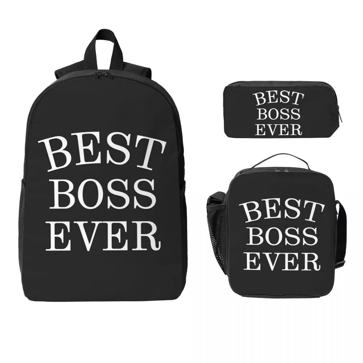 

Lady Best Boss Ever Backpack Student BookBag School Bag Laptop Shoulder Bags 3ps Insulated Lunch Bag Pencil Case