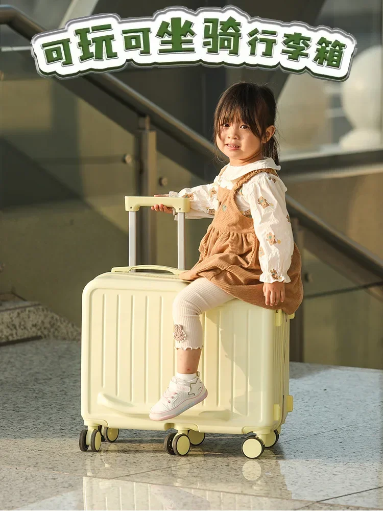 

Children's Travel Suitcase Girl 22 Inch Pull Rod Bag Luggage Can Sit Baby Travel Bag with Kids Utili Seat Kids Carry-On Bag
