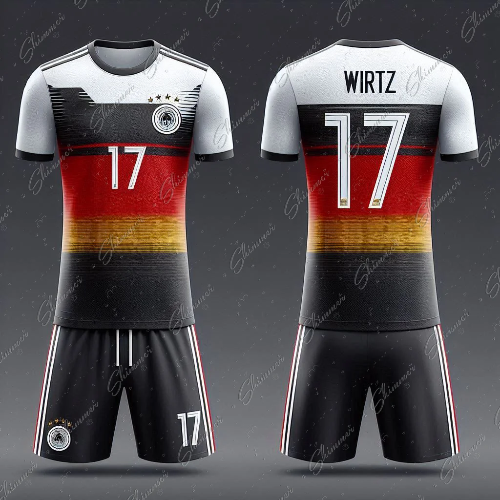 Football Jearsey 2pc Short Sleeves German Style No.17 Training And Competition Jersey Kit Children\'s Soccer Kits Germany 2024