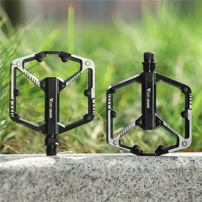 WEST BIKING DU Bearing Bicycle Pedal Anti-slip Cycling Pedal Ultralight Aluminum Alloy MTB Road Bike Pedal Bike Accessories