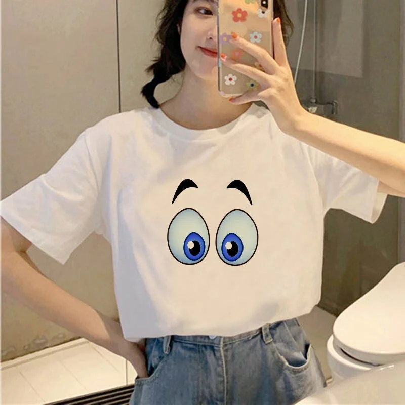 Funny Expressions Graphic Printed Design for Women T-shirts Harajuku Summer Casual Round Neck Short Sleeve Tops Unisex