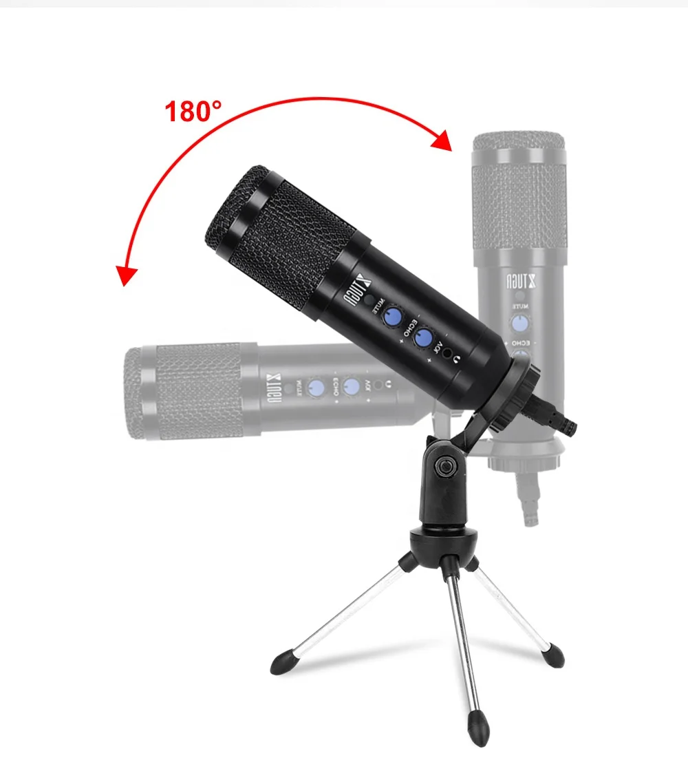 Dieci articoli TLF Xtuga China Factory Wholesale Pro USB Microfono a condensatore per PC USB Treppiede Set di microfoni da tavolo