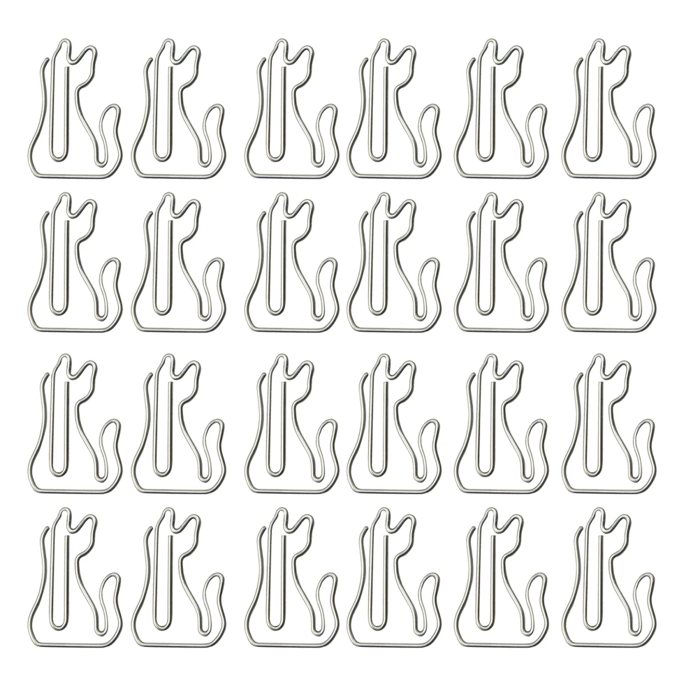 

100 Pcs Silver Cat Paper Clips Cartoon Office Supplies Home School Use File Clamps Bookmark Decorative Practical Strong