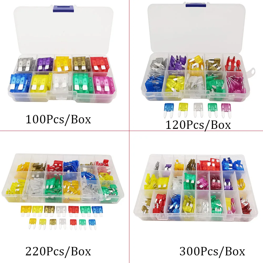 Car Fuses Assortment Kit Blade Type Truck Auto Fuse Set 2/3/5/7.5/10/15/20/25/30/35/40A Automotive Medium Small Fuse with Box