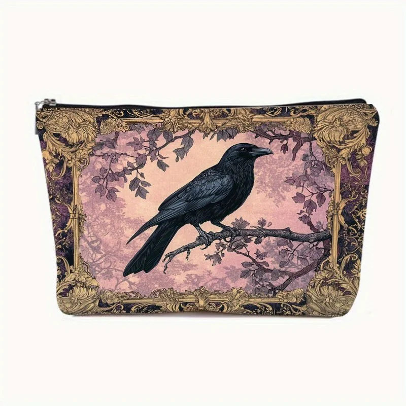 Uma bolsa de maquiagem retrô bruxa – bolsa multifuncional com zíper, bolsa de armazenamento de joias, bolsa de armazenamento pequena com zíper de viagem perfeita.