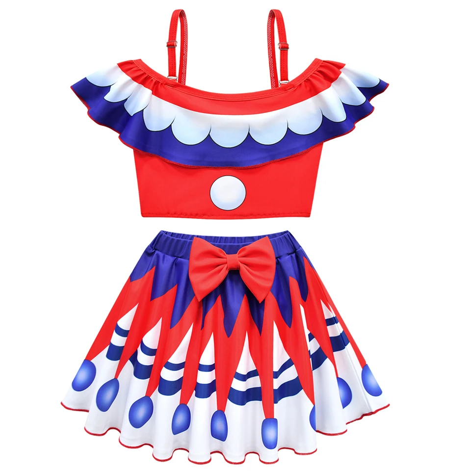 Kids Bobi Time Lily Cosplay Swimsuit for Girls Ruffle Split Swimwear Summer Beach Vacation Pool Party Children's Bathing Suit