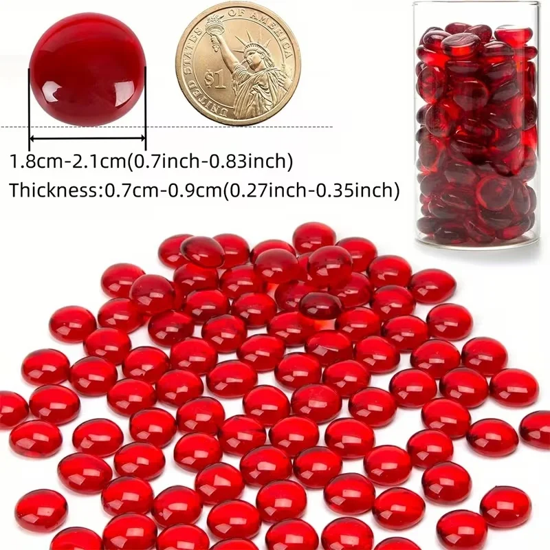 80g/200g Red Transparent Glass Flat Beads For Mosaic Art, DIY Craft Supplies For Home Decor, Garden Decoration, And DIY Material
