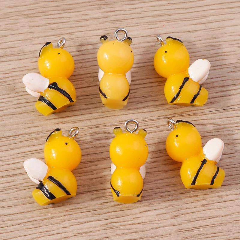 Tusember 10 Stück 3D Cartoon Tieranhänger Niedliche Harz-Bienenanhänger für Schmuckherstellung Ohrringe Halskette DIY Handwerk – Detail 4