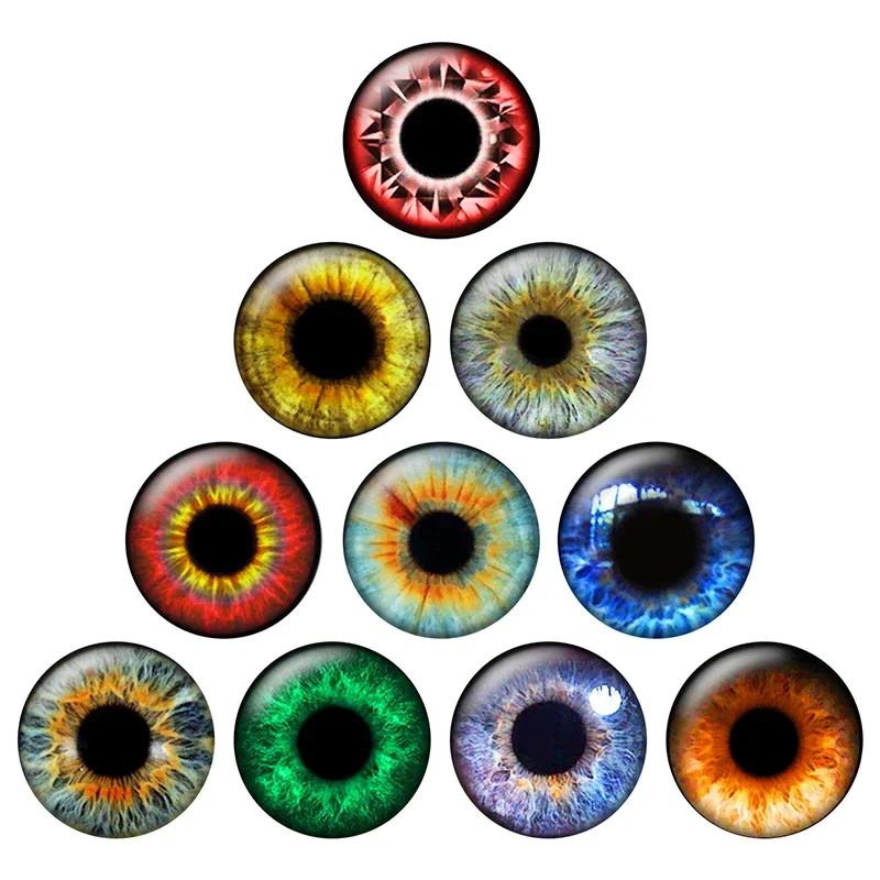 12pairs/bag 14mm Super Thin Pupil Blythe Doll Eye Chips Paper Pattern Glass Cabochons DIY Accessories Bulk Items Wholesale H050