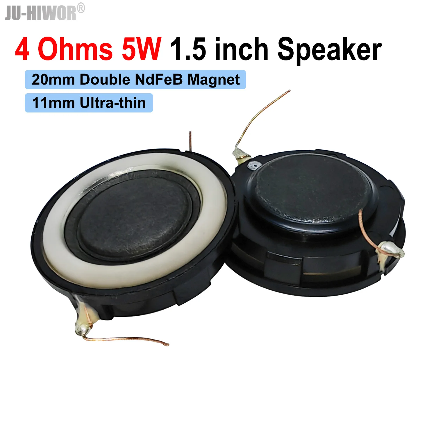 

2 шт., 4 Ом, 5 Вт, 40 мм, круглый, 20 ядер, двойной неодимовый магнитный, 11 мм, ультратонкий динамик, 1,5-дюймовый Bluetooth-динамик