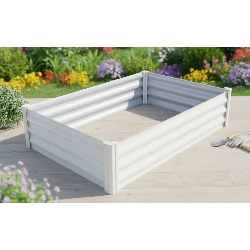 سرير حديقة مرتفع مجلفن مقاس 4 × 3 بوصات مع سهولة التجميع، تصريف فائق لحديقة المنزل