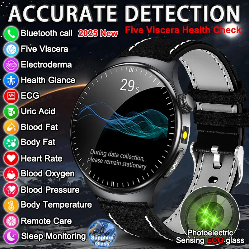 

New Five Viscera Health Check SmartWatch Precise Measurement ECG blood lipids Uric Acid Health Blood Pressure Smart Watches Man