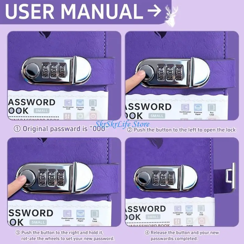 

E65E Security Journal Password Notebook With Combination Lock And Memo Function For Business Professional