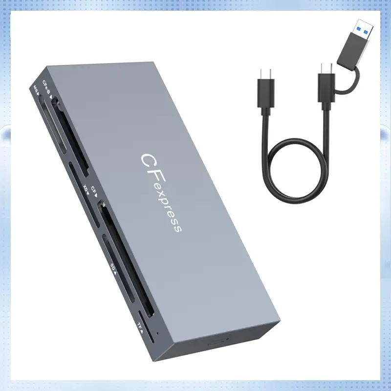 

A82Q-6-In-1 Cfexpressb Card Reader, USB 3.2 Card Reader For SD/TF/MS/XD/CF Memory Card Adapter Read 6 Cards Simultaneously
