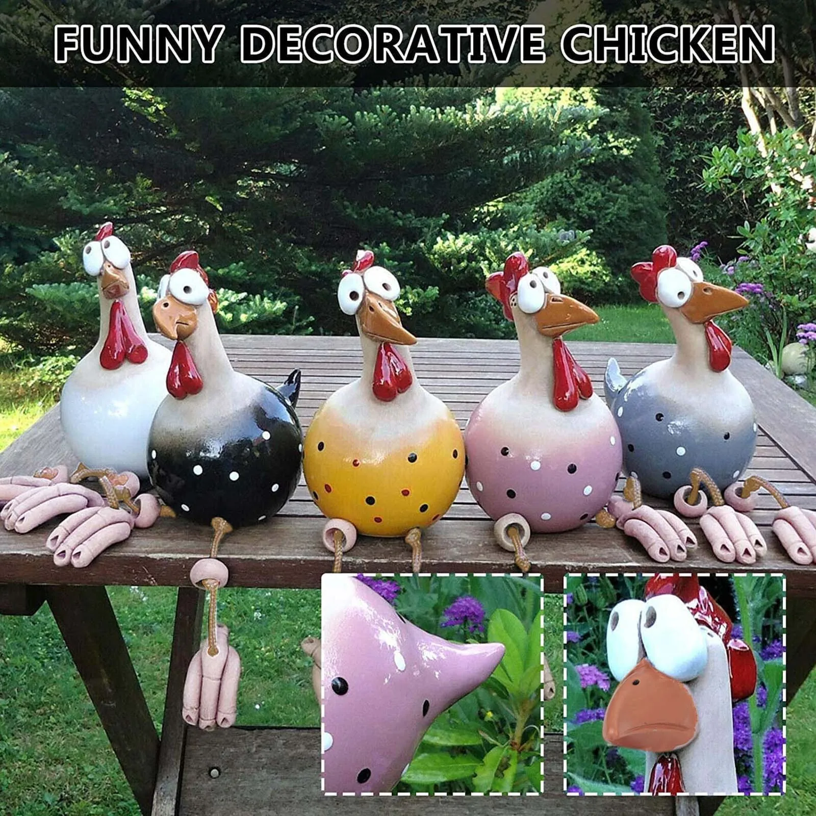 Resin Chicken Hilde Garden Decoration Animal Figure Garden Plug Pottery Figure Dropshipping Christmas Ornaments Рождественские