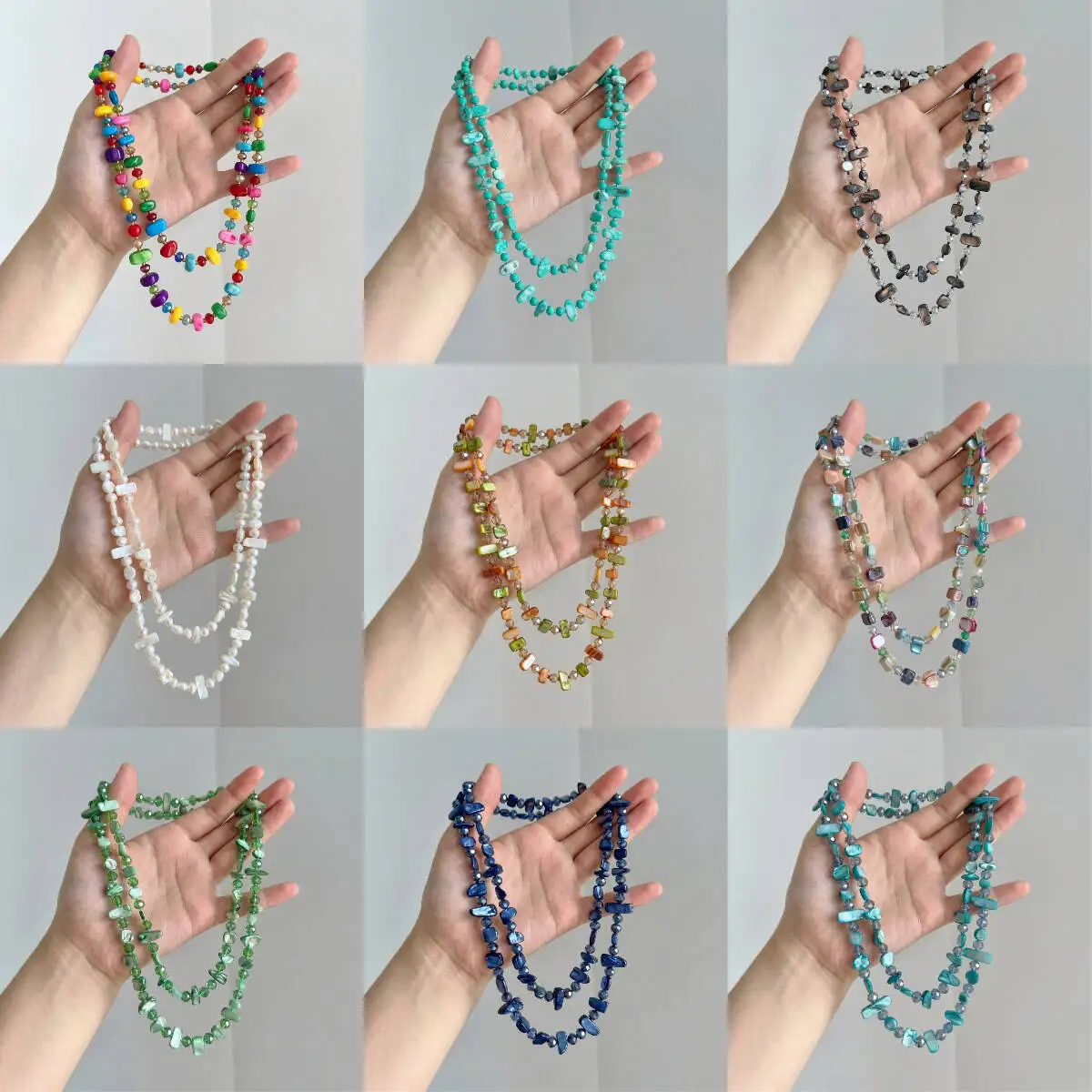 1PCS Vintage Bohemian Shell Beaded Long Necklace Women Double Layer Sweater Chain Colorful Beach Vacation Jewelry Gift