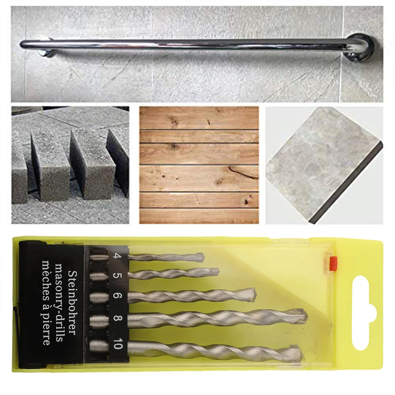 1pc 4/5/6/8/10mm Drill Bits Alloy Carbon Steel Drill Bits For Concrete Wall Drilling Tool Cement Impact-Alloy Drill Set